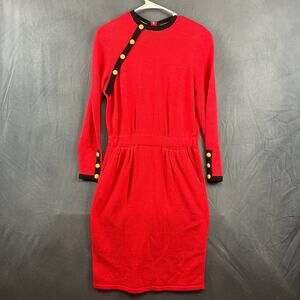 Vintage Don Sayres Wellmore sz 4 Knit Midi Wool Blend Sweater Dress i.magnin USA